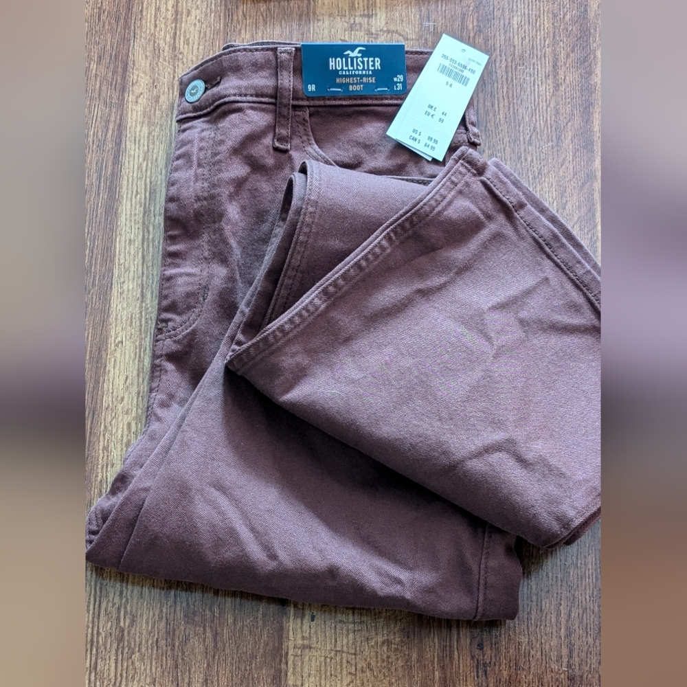 NWT Hollister High Rise Brown Flare Pants Size 9R